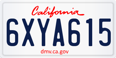 CA license plate 6XYA615
