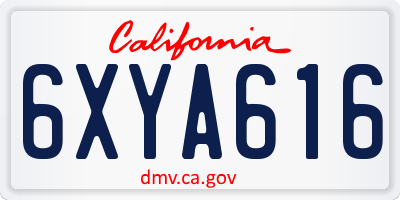CA license plate 6XYA616