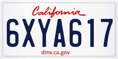 CA license plate 6XYA617