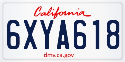CA license plate 6XYA618