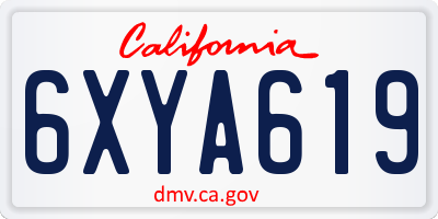 CA license plate 6XYA619
