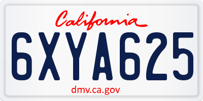 CA license plate 6XYA625