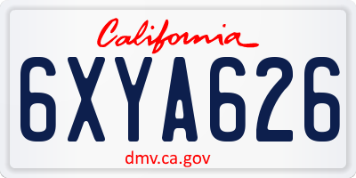 CA license plate 6XYA626