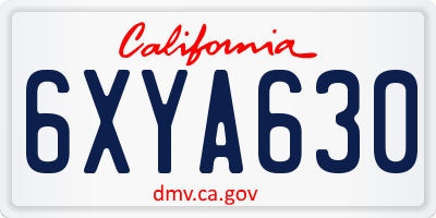 CA license plate 6XYA630