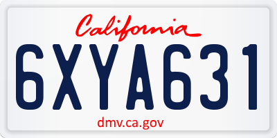 CA license plate 6XYA631