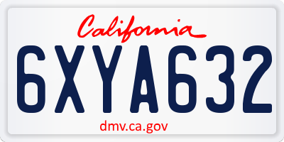 CA license plate 6XYA632