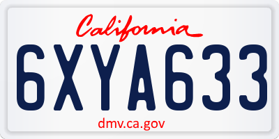 CA license plate 6XYA633