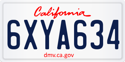 CA license plate 6XYA634