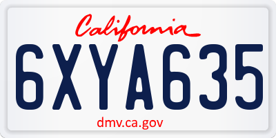 CA license plate 6XYA635