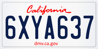 CA license plate 6XYA637