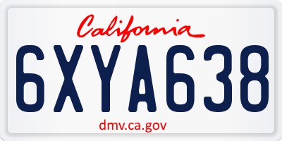 CA license plate 6XYA638