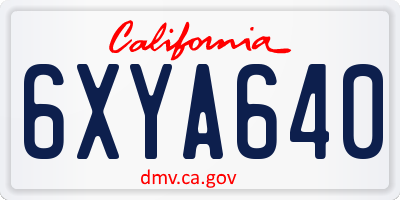 CA license plate 6XYA640