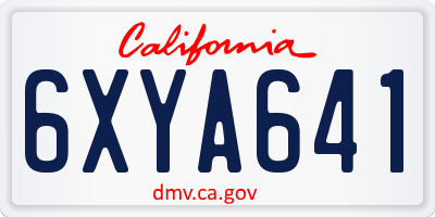 CA license plate 6XYA641