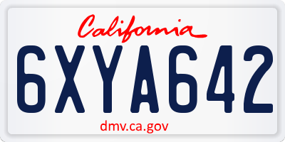 CA license plate 6XYA642