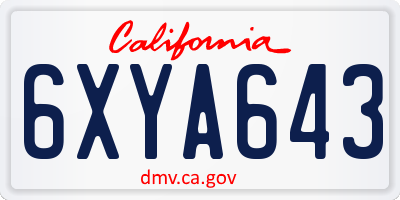 CA license plate 6XYA643