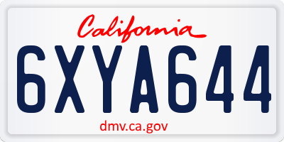 CA license plate 6XYA644