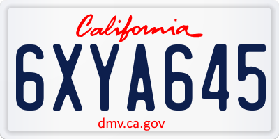 CA license plate 6XYA645