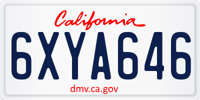 CA license plate 6XYA646