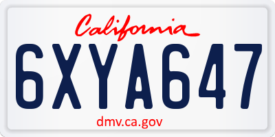 CA license plate 6XYA647