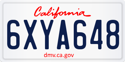 CA license plate 6XYA648