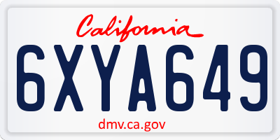 CA license plate 6XYA649
