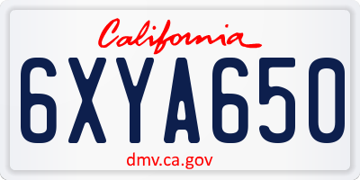 CA license plate 6XYA650