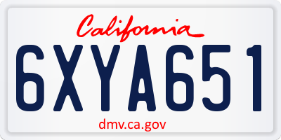 CA license plate 6XYA651
