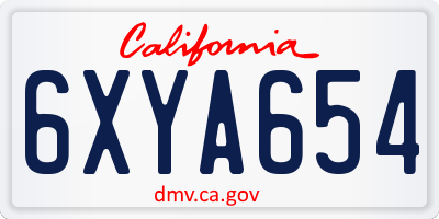CA license plate 6XYA654