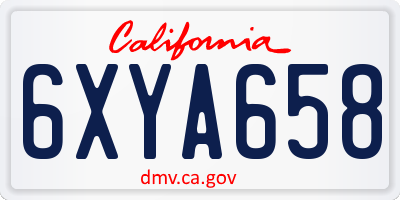 CA license plate 6XYA658
