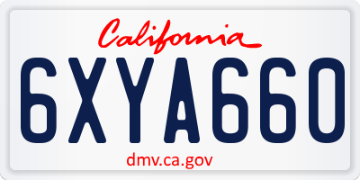 CA license plate 6XYA660