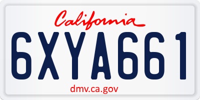 CA license plate 6XYA661