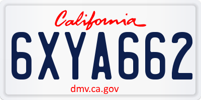 CA license plate 6XYA662