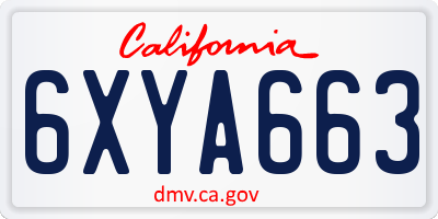 CA license plate 6XYA663