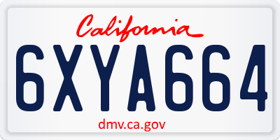 CA license plate 6XYA664