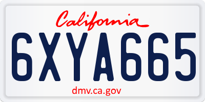 CA license plate 6XYA665