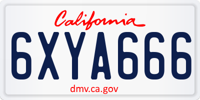 CA license plate 6XYA666