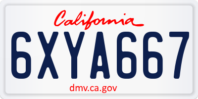CA license plate 6XYA667