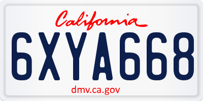 CA license plate 6XYA668