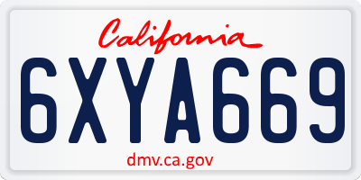 CA license plate 6XYA669