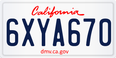 CA license plate 6XYA670