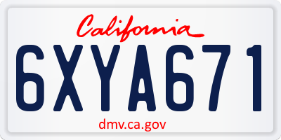 CA license plate 6XYA671