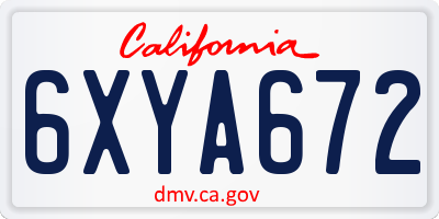 CA license plate 6XYA672