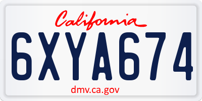 CA license plate 6XYA674