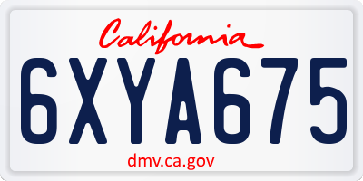 CA license plate 6XYA675