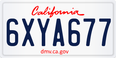 CA license plate 6XYA677