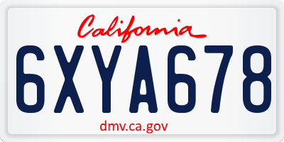 CA license plate 6XYA678