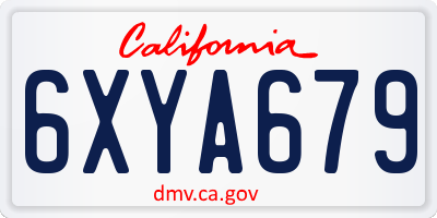 CA license plate 6XYA679