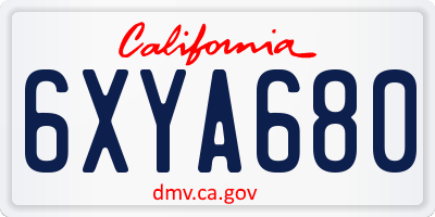 CA license plate 6XYA680