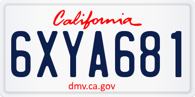 CA license plate 6XYA681