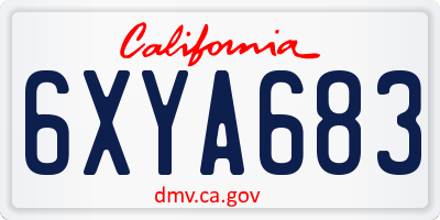 CA license plate 6XYA683